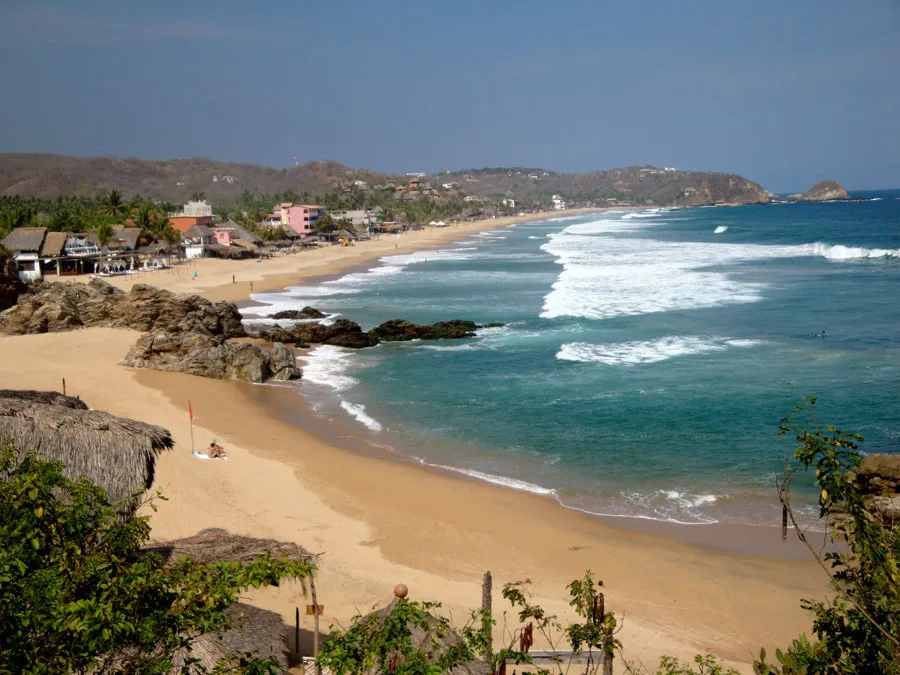 View of the town of Zipolite, Oaxaca, Mexico